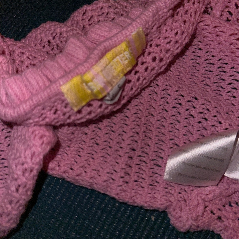Urban Outfitters Lily Open Knit Flyaway Cardigan Pink Cropped Shrug Sweater S - Picture 8 of 10